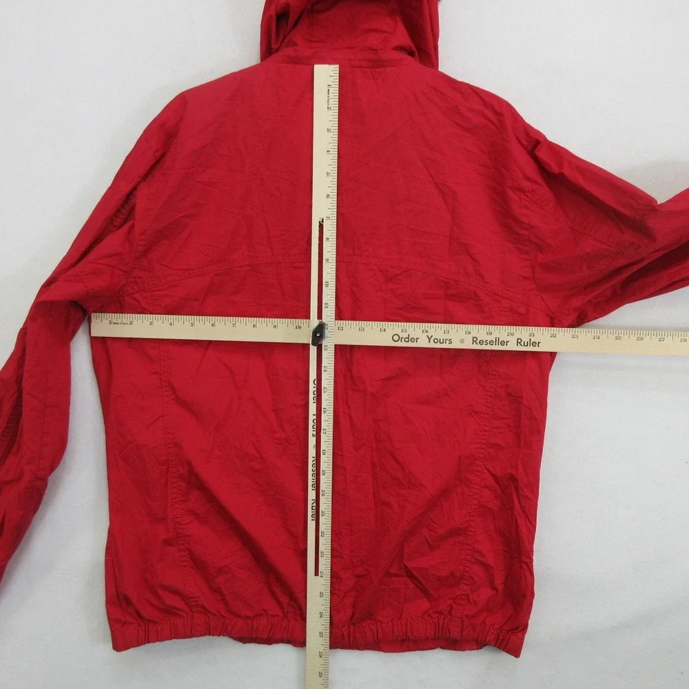 Bench Men's Jacket XL Windbreaker Red Hooded Cotton Full Zip Lightweight